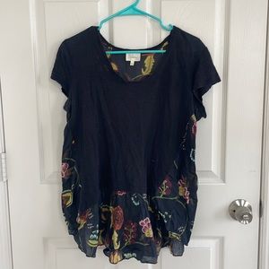 Anthropologie Black Fall Shirt with Flowy Back Size Small